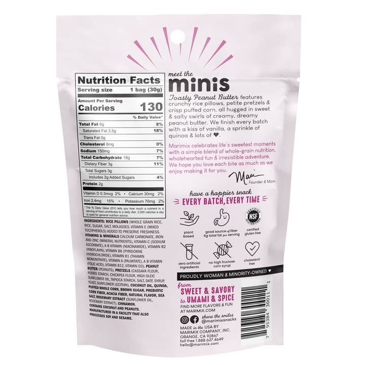 MARIMIX Crunch-Baked Snackmix - Wholesale Pretzels - Toasty Peanut Butter - Single Serve 6