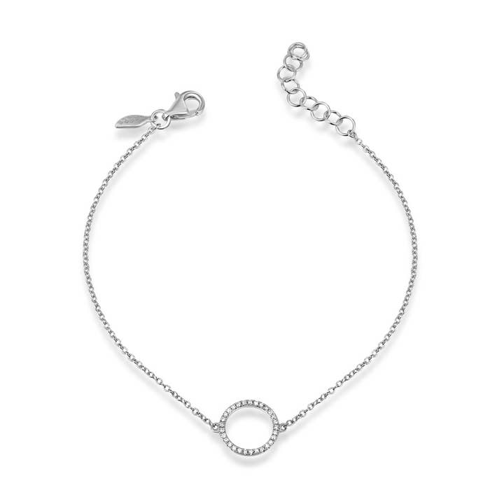Circle bracelet with diamonds, 18K white gold for wholesale by Leaf Jewelry