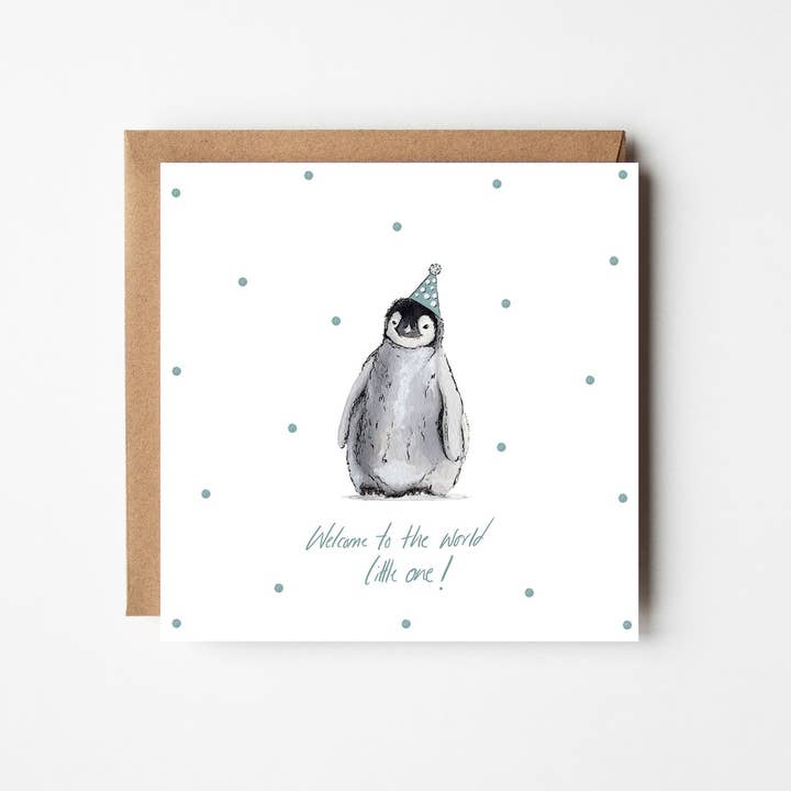 Tarjeta de bebé nuevo pingüino para venta al por mayor de Little Brave Face