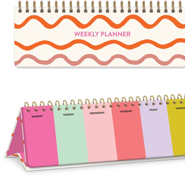 UNDATED SPIRAL DESKTOP PLANNER PLAYFUL PATTERNS SQUIGGLE for wholesale by Punch Studio