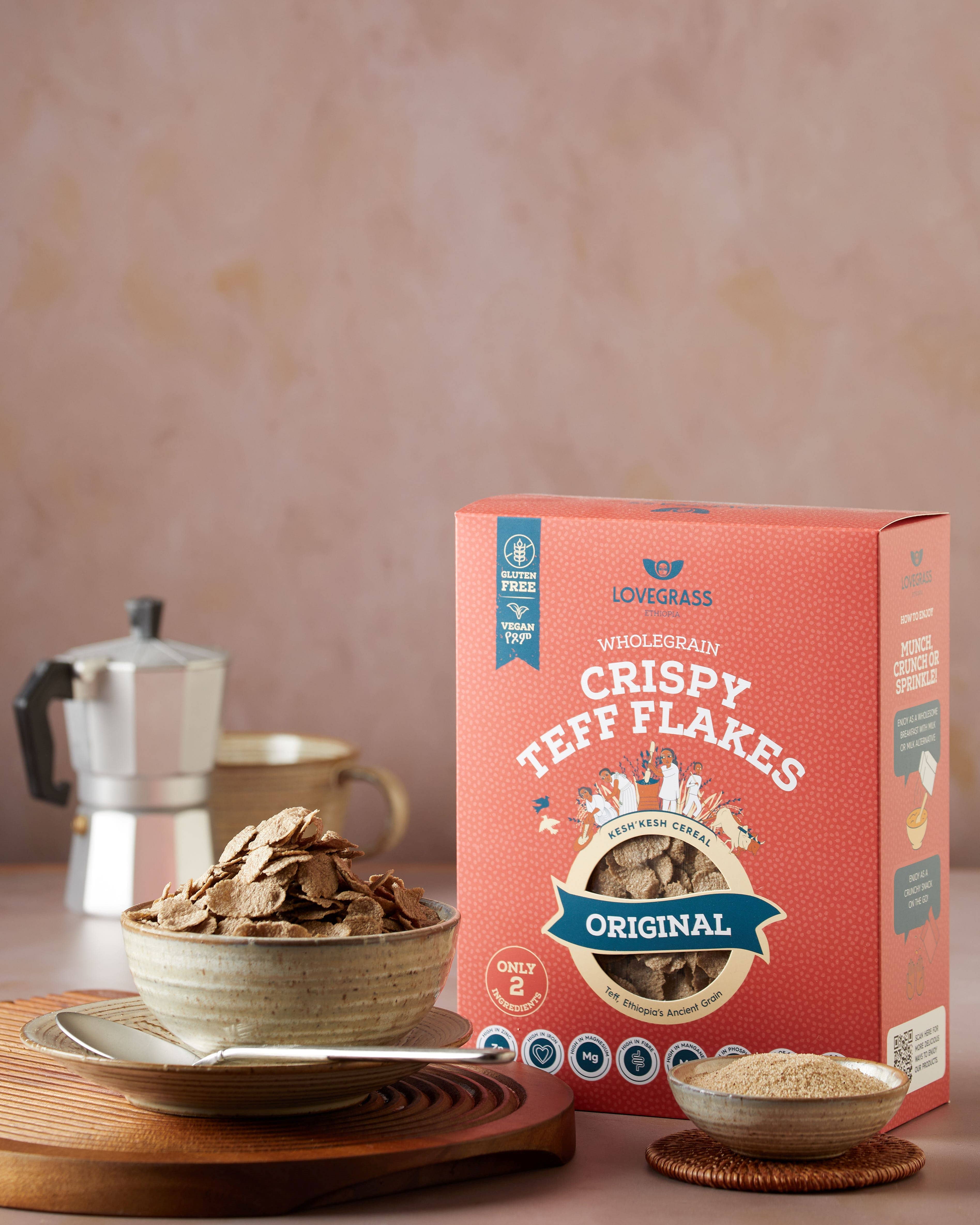 Lovegrass Ethiopia – wholesale Breakfast cereal – Wholegrain Crispy Teff Flakes Original 350g5