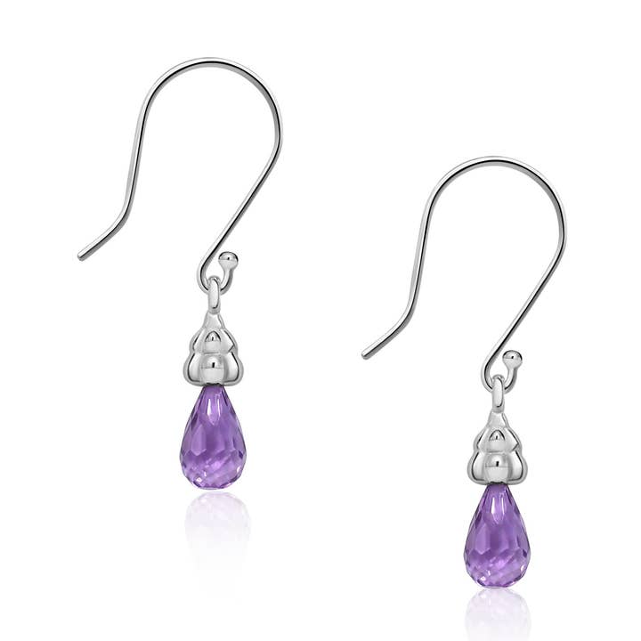 Sterling sølv ametyst regndråbe øreringe for engroshandel hos HanJi Jewelry