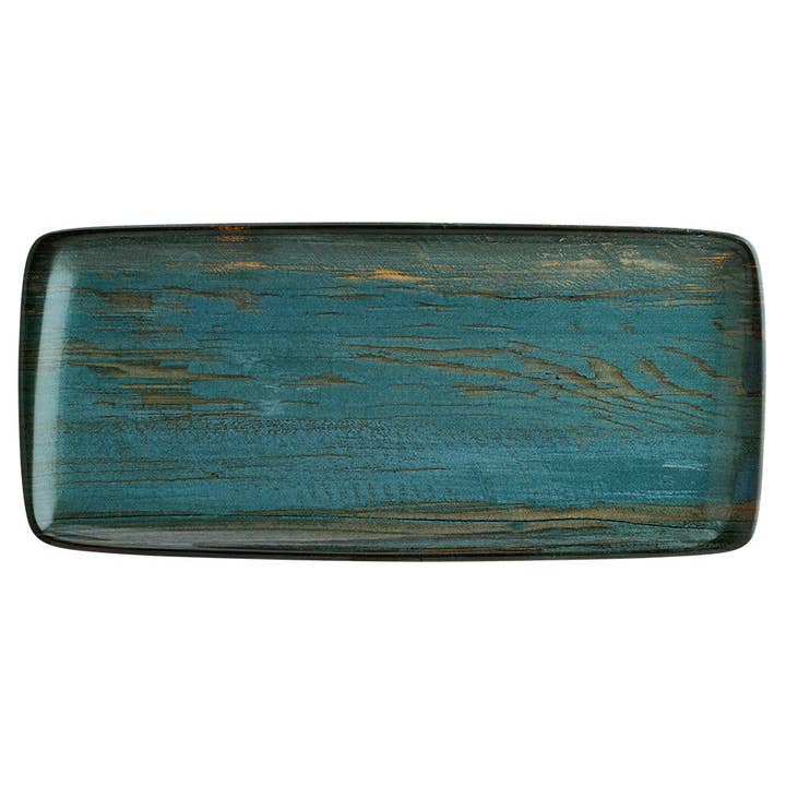 TURGLA HOME - Wholesale Platter - Madera 13.5" x 6" x h:0.75" Rectangular Decorated Porcelain Platter