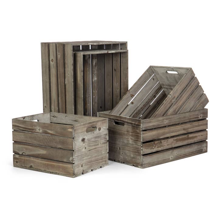 Willow Group - Wholesale Planter Box - S/5 RECT WOOD CRATES-GREY