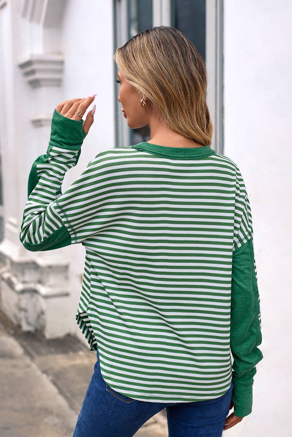 Little Daisy Closet - Vente Chemisier – femme - Blouse décontractée à col rond rayé LDC | S-4X2