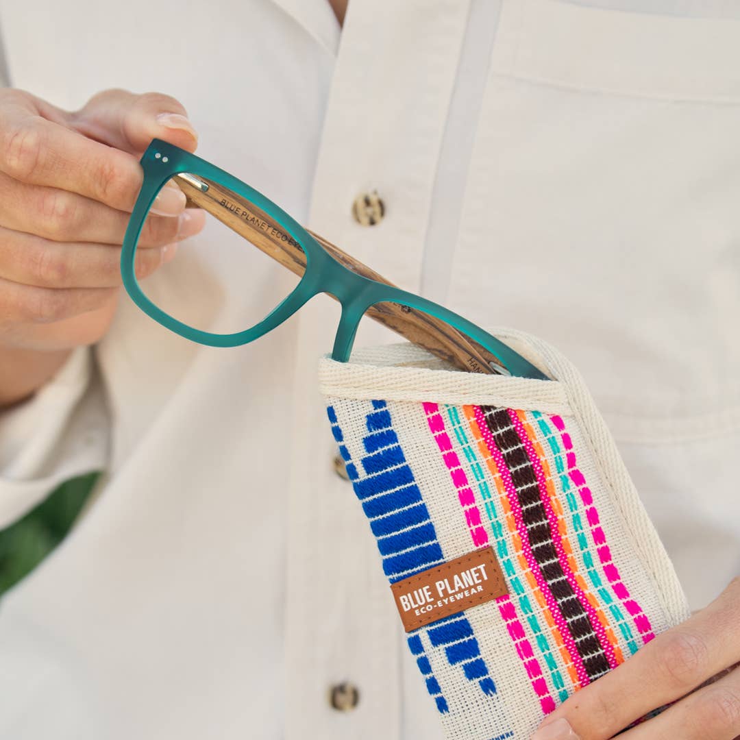 Blue Planet Eco-Eyewear – wholesale Glasögon - Unisex – BP20862 - Seaglass-Matt Teal /Valnötsträ /Blått Ljus Linser4