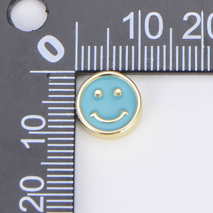 Beads Creation - Wholesale Individual Charm/Pendant - Enamel Happy Smiley Face Spacer Beads in Gold Filled, BD0991