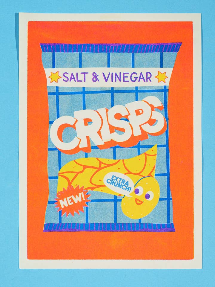 Crisps print for wholesale by naomi wilkinson illustration