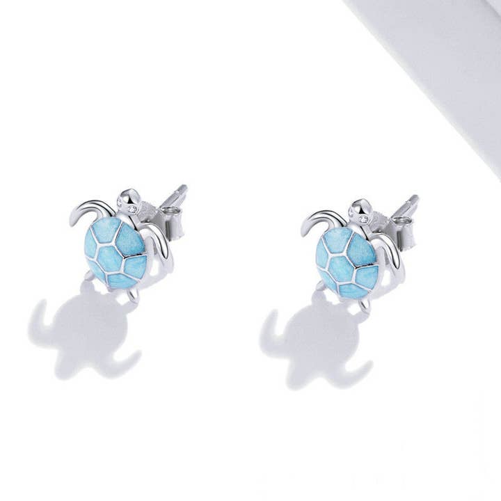 Perimade & Co. LLC - Wholesale Stud/Post Earrings - Blue Sea Turtle Stud Earrings in Solid Copper
