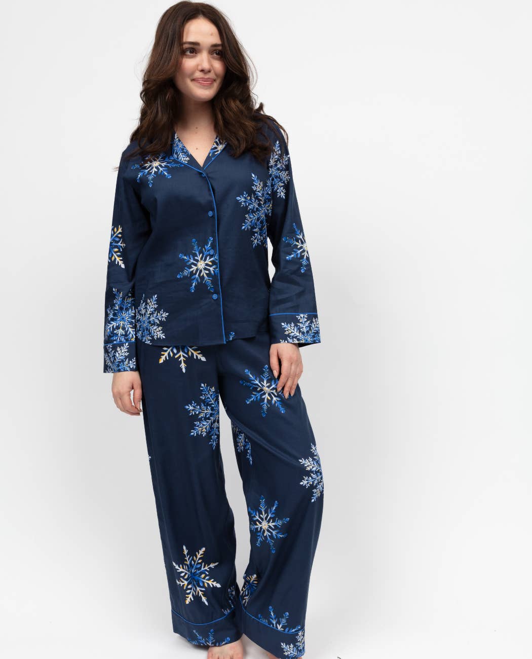 Cyberjammies - Wholesale Sleepwear Set - Women's - Frosty Snowflake Navy Printed Pyjama Set0