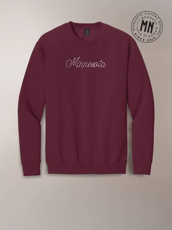 Minnesota handsydd, broderad rundhalsad tröja för wholesale av Minnesota Sisters