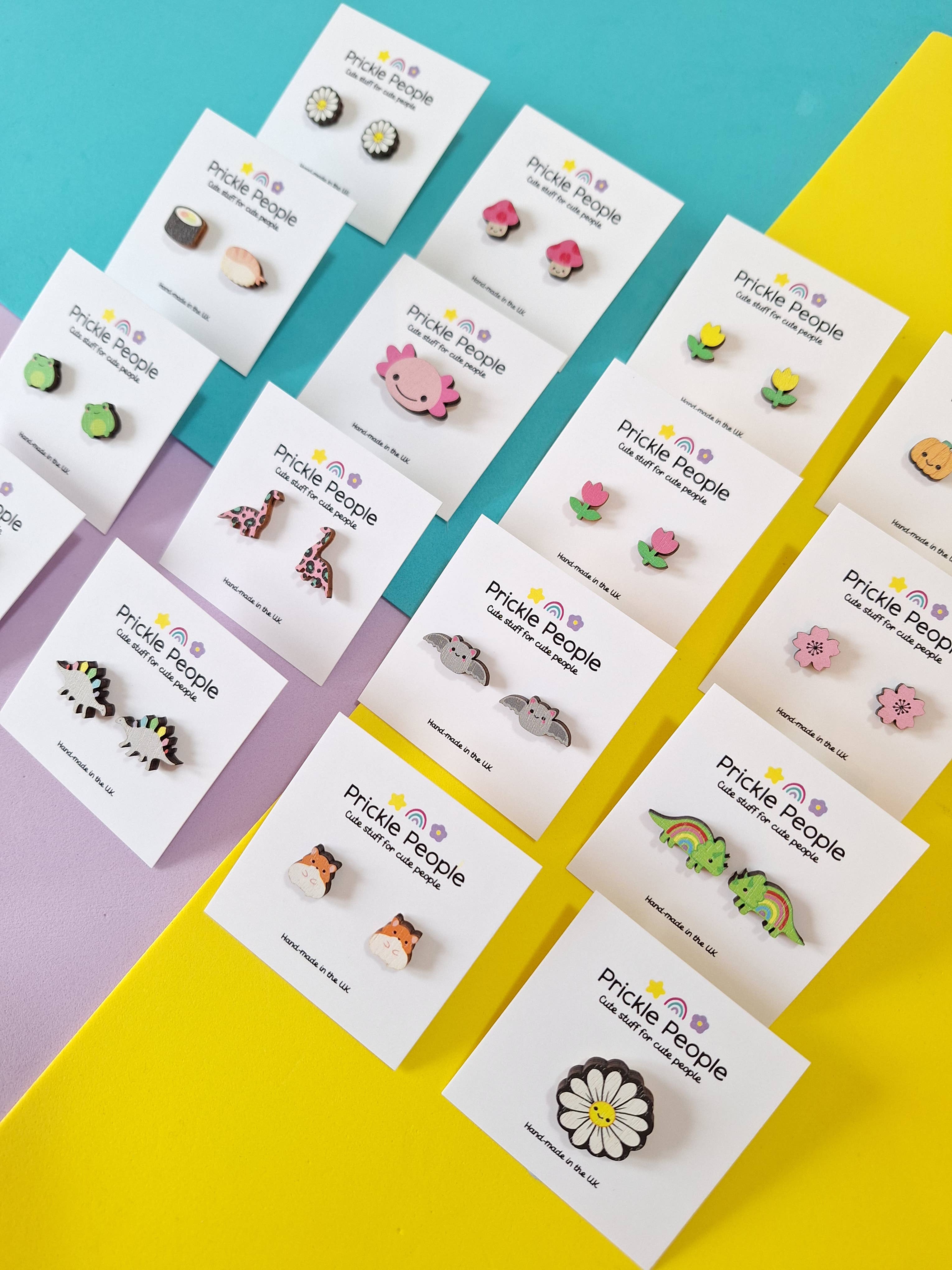 Prickle People - Wholesale Stud/Post Earrings - Hedgehog Stud Earrings Handmade Eco Wood7