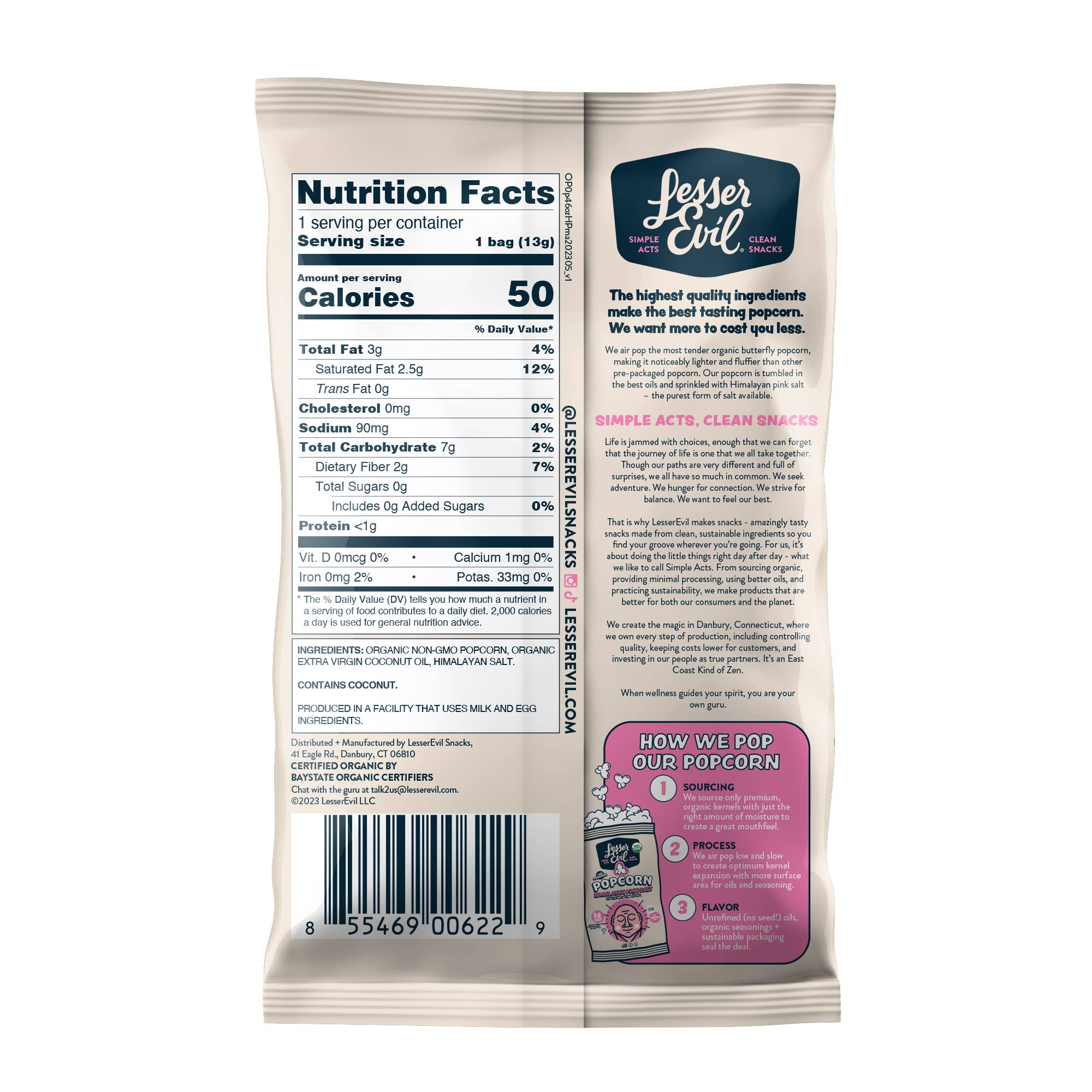 LesserEvil - Wholesale Popcorn - Organic Popcorn, Himalayan Pink .46 oz - 96 pack1