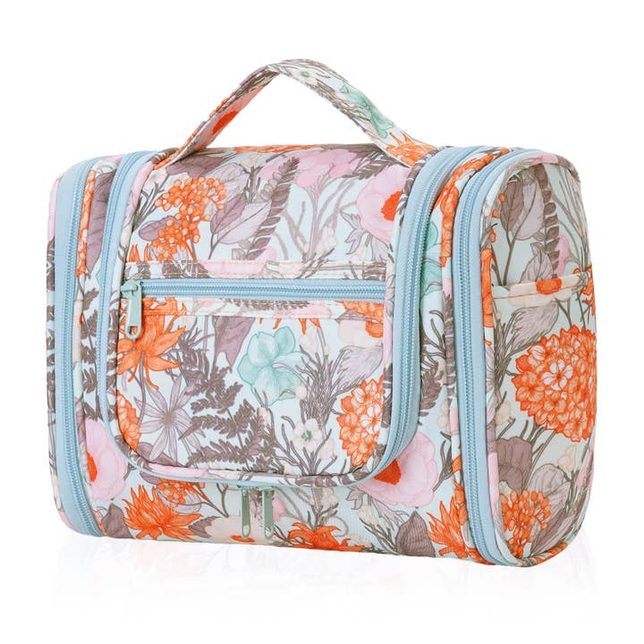 wandf – wholesale Toiletry bag – women's – Versatile Hanging Cosmetic Bag with Floral Design for Travel6