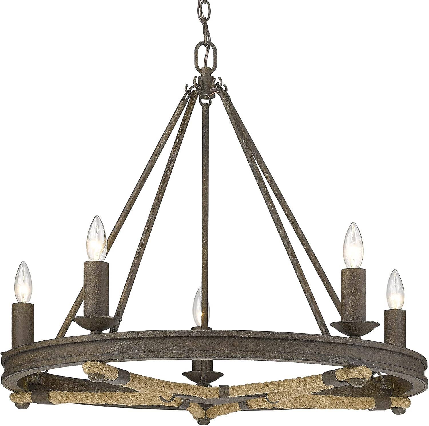 Golden Lighting - Wholesale Chandelier/Hanging Light - Stokes 5 Light Chandelier Dark Rust2