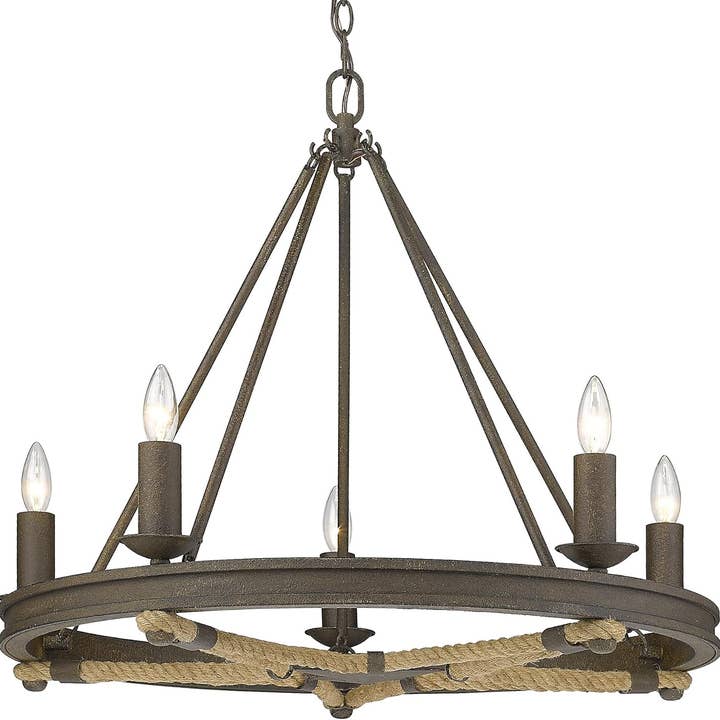 Golden Lighting - Wholesale Chandelier/Hanging Light - Stokes 5 Light Chandelier Dark Rust2