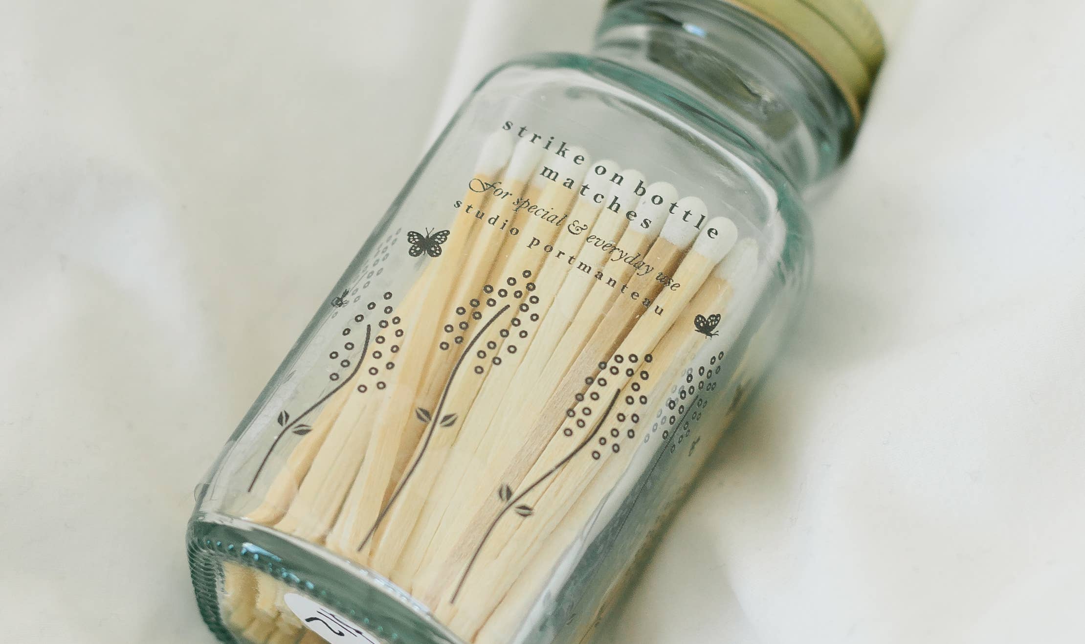 Studio Portmanteau – Großhandel Streichhölzer – Wildflower Streichholzglas, 2,5 cm, Weiß | Hübscher Streichholzhalter aus Glas8
