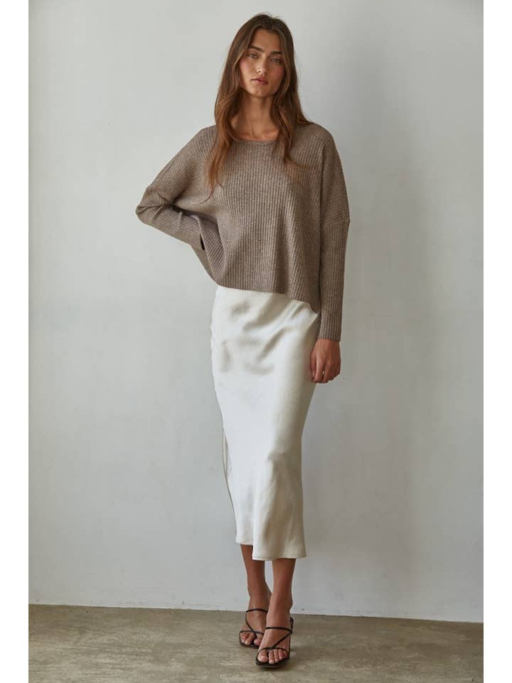 By Together - Wholesale Knit Sweater - Women's - W2288T | Knit Sweater Ribbed Round Neck Long Sleeve Top12