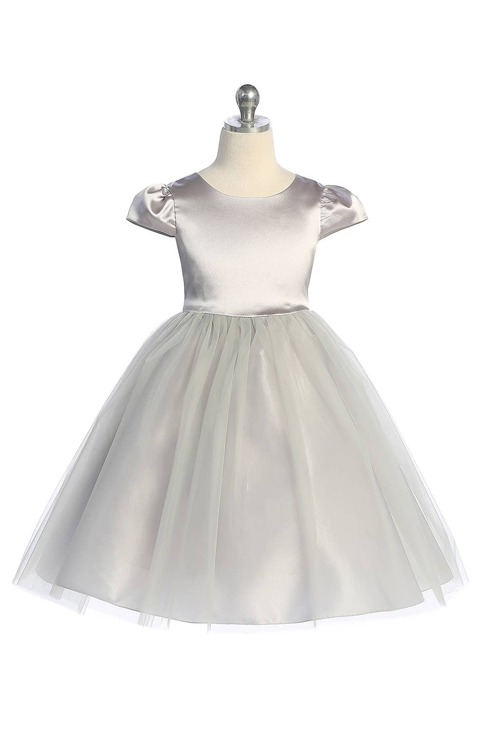 Kid's Dream - Wholesale Dress - Kids - Capped Sleeve Satin & Tulle Girls Dress with Plus Sizes6