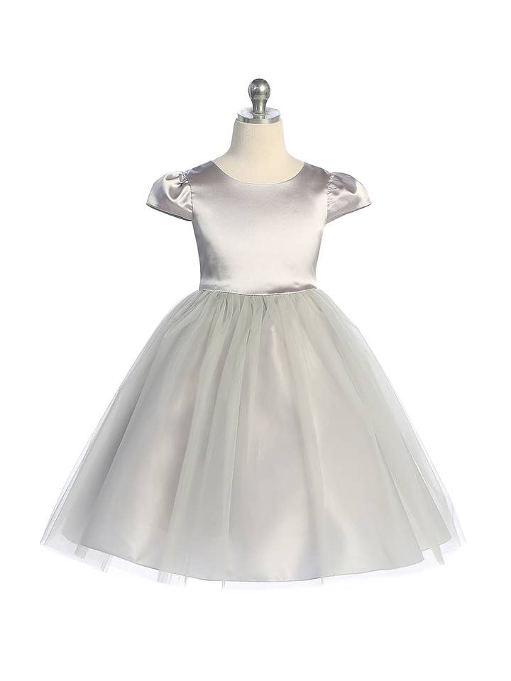 Kid's Dream - Wholesale Dress - Kids - Capped Sleeve Satin & Tulle Girls Dress with Plus Sizes6