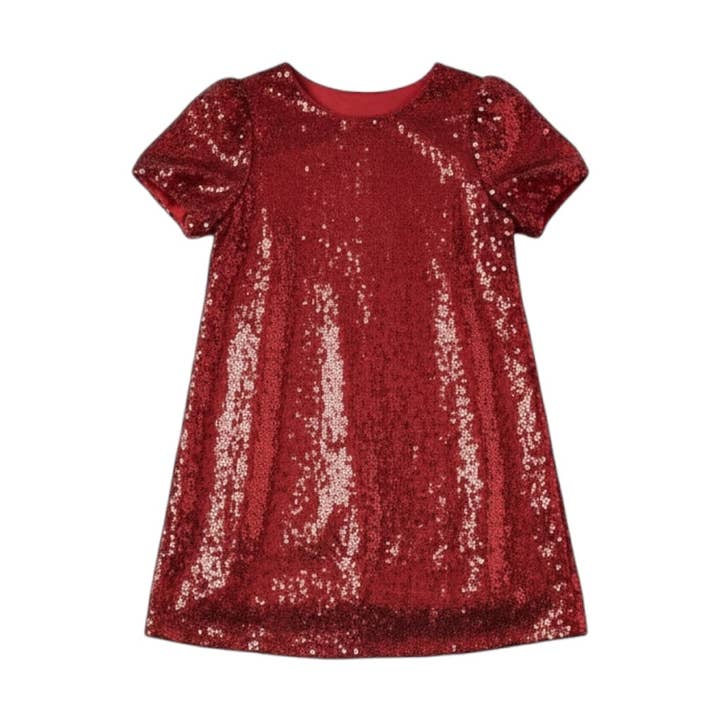 Girls Red Sequin Holiday Dress for wholesale by Zeus and Lexi Kids