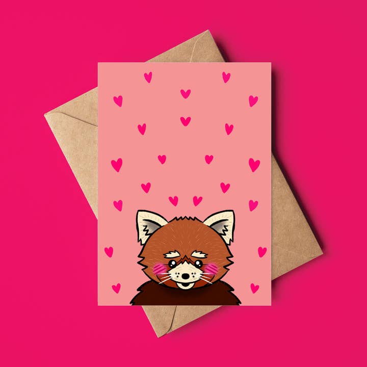 Red Panda Love Card for wholesale by Pokidi Lab by Blanca Creative