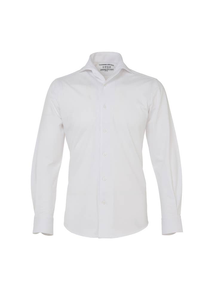 Vit stretchskjorta med en del och krage för prestation för wholesale av Luchiano Visconti