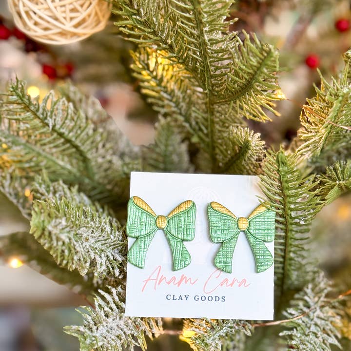 Anam Cara Clay Goods - Wholesale Stud/Post Earrings - Sparkle Bow Statement Studs-Polymer Clay Earrings3