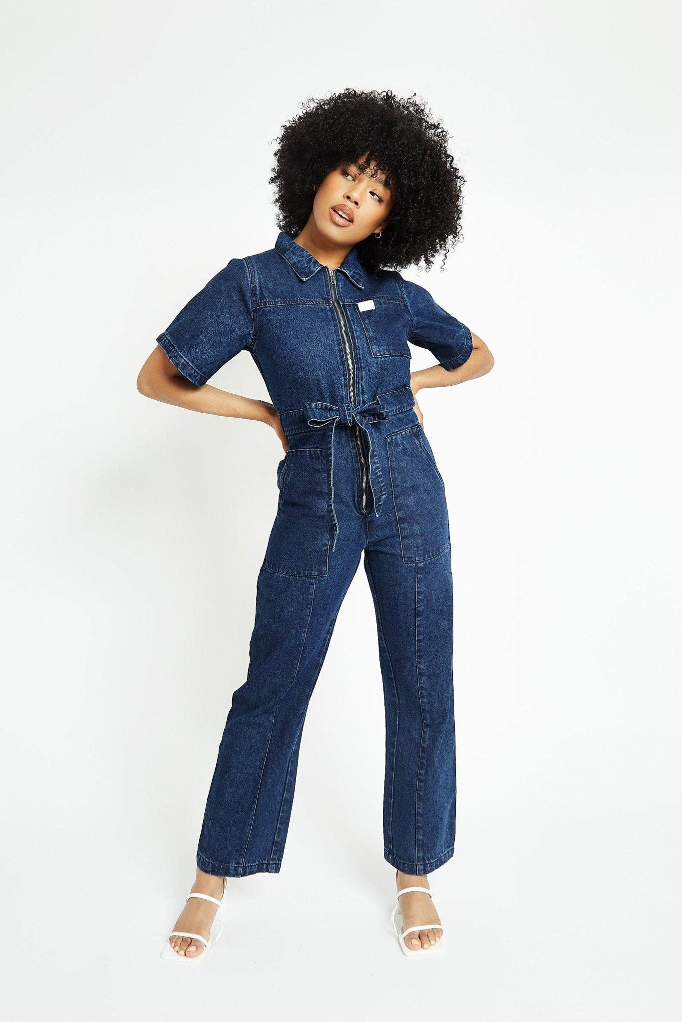 JMOJO UK Limited - Wholesale Jumpsuit - Women's - Orla Short-Sleeve Denim Jumpsuit – Dark Blue0