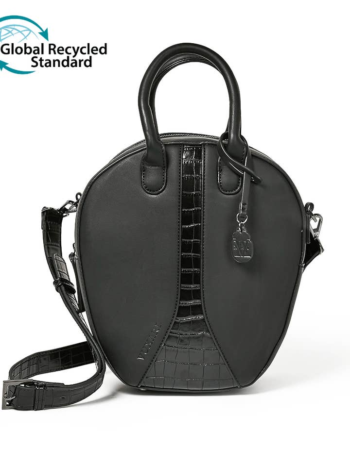 Recycled Plastic Vegan Handbag - Elytra - Black for wholesale by Vuxari