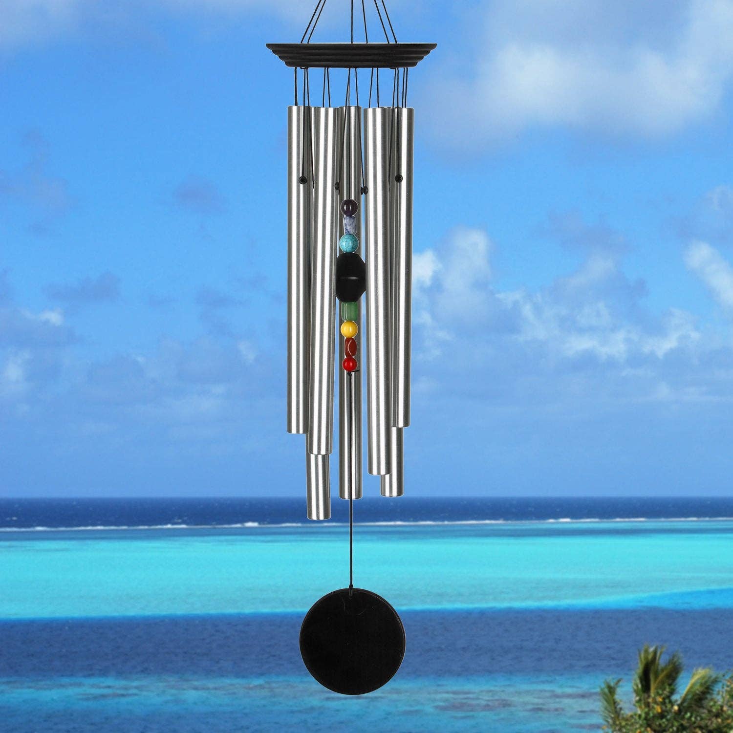 Woodstock Chimes - Wholesale Wind Chime - Woodstock Chakra Chime™ - Seven Stones, Large, Black1