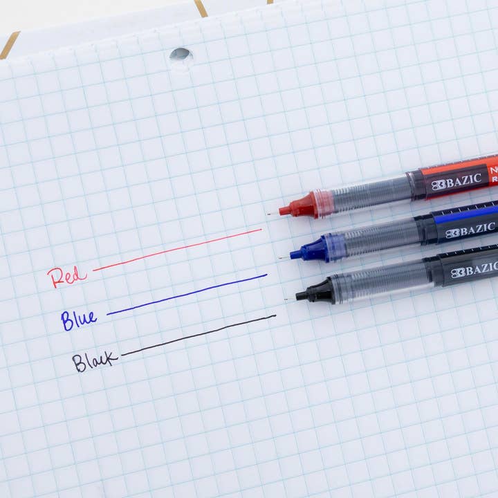 BAZIC Products - Wholesale Pen - Norte Assorted Color Needle-Tip Rollerball Pen (3/Pack)4