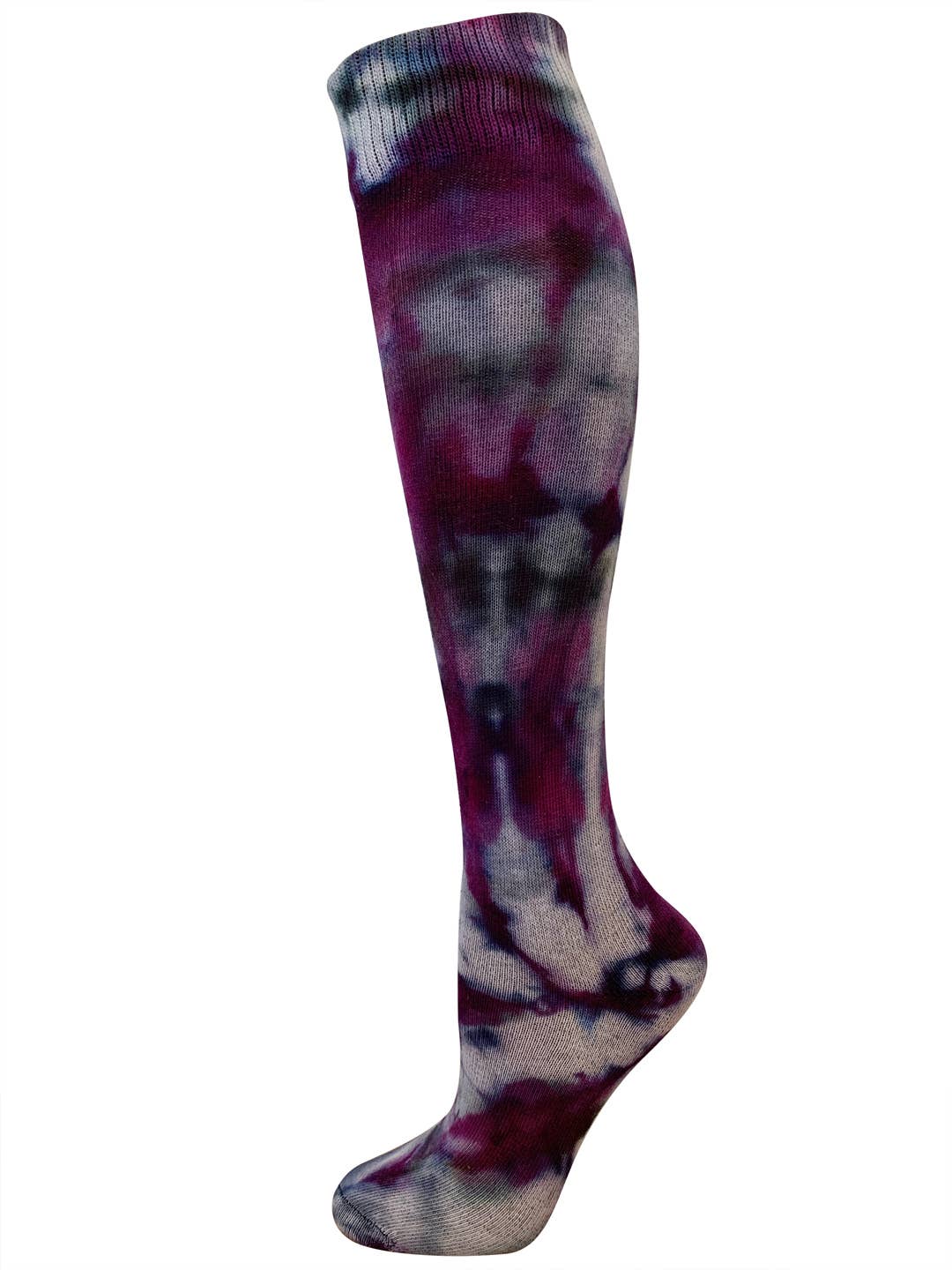 RocknSocks - Wholesale Socks - Women's - Purple Rain Tie Dye Organic Cotton Knee High3