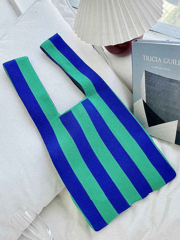 UZ Wholesale Store - Wholesale Tote Bag - Women's - Contrast Color Striped Bags Woven Handbag4