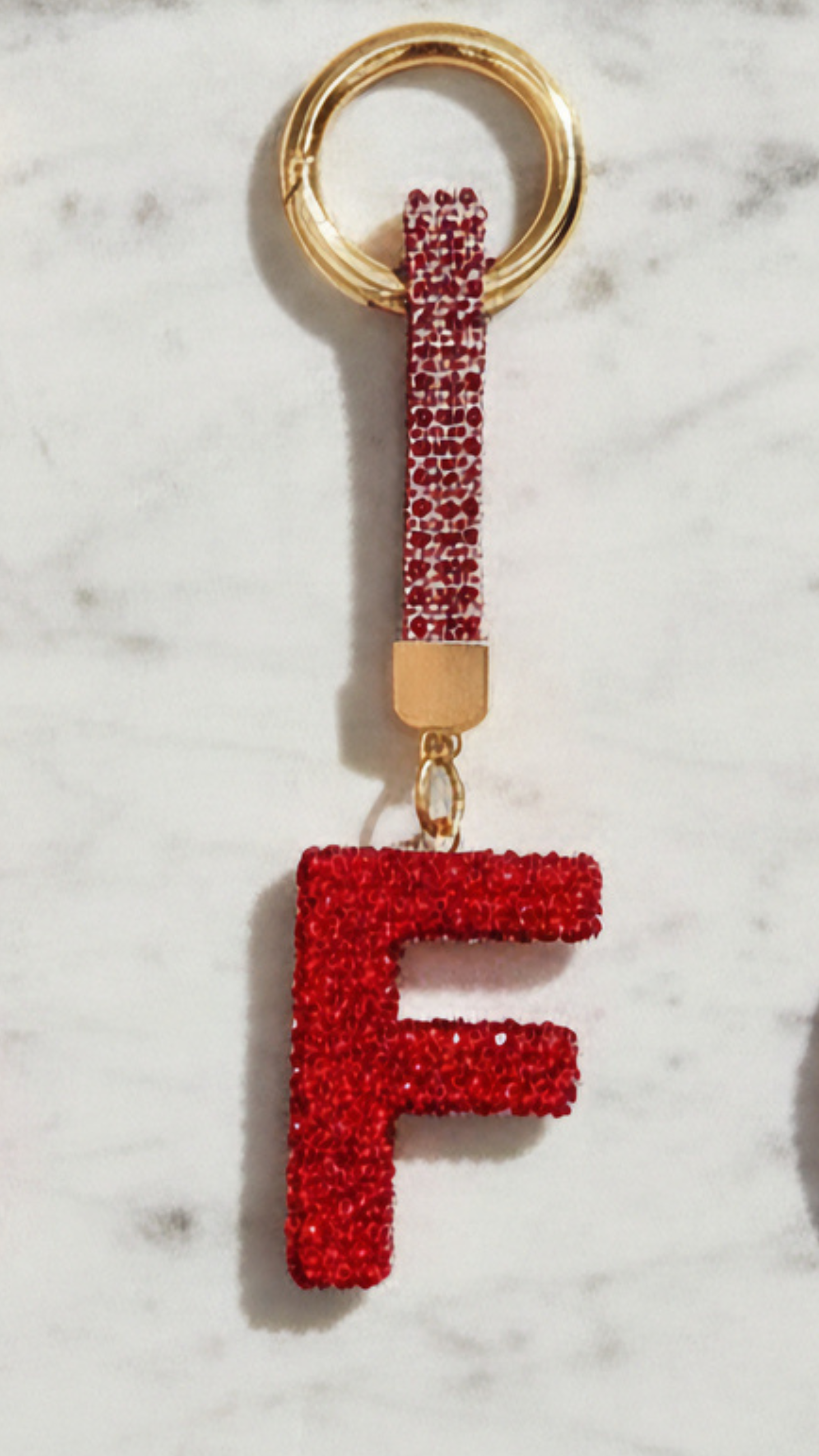 Initial Letter Red Crystal Glam Key Ring & Bag Charm for wholesale on Faire3