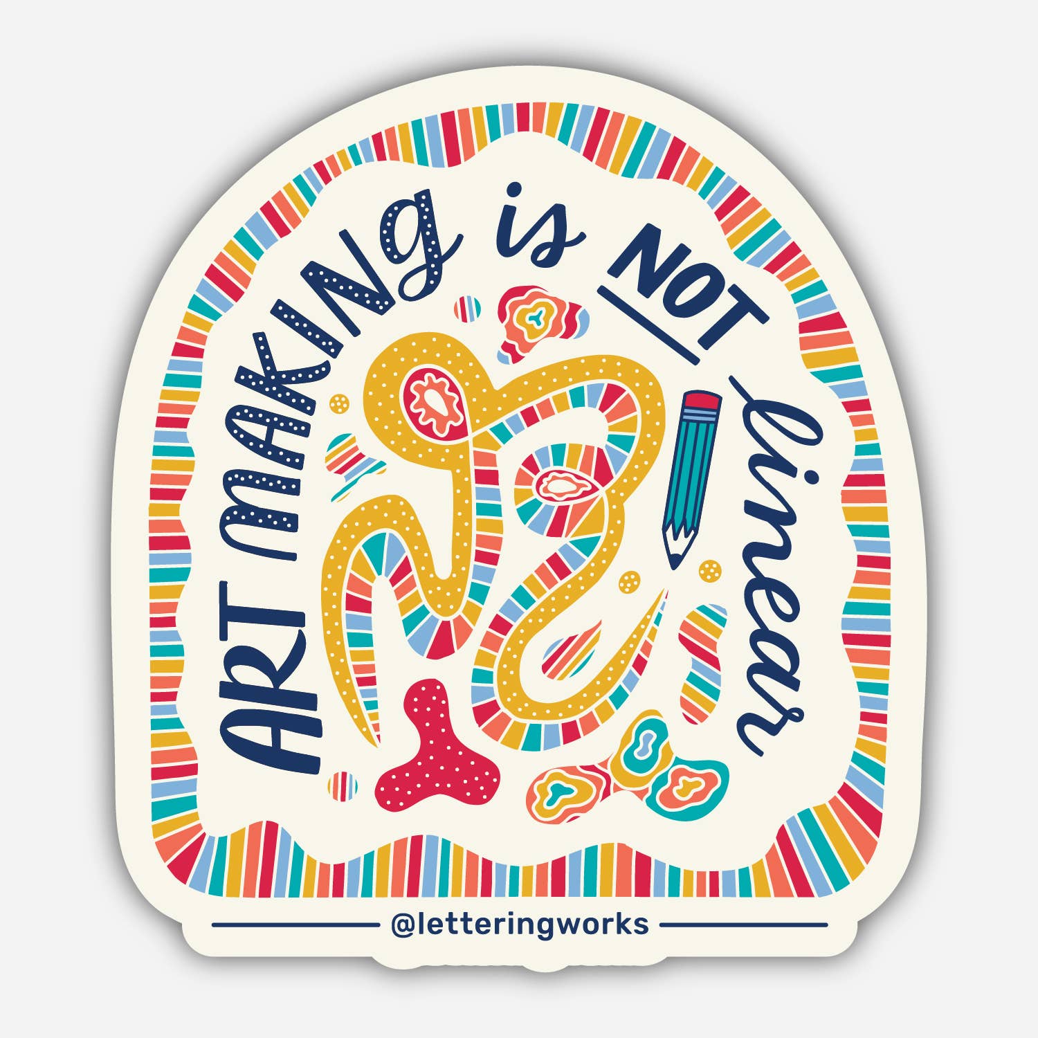 Lettering Works - Wholesale Sticker - Art Making Isn't Linear Sticker0