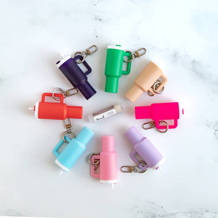 Nourish Natural Products - Wholesale Lip Balm Case/Holder - Mini Tumbler Cup Keychain Holder with Lip Balm