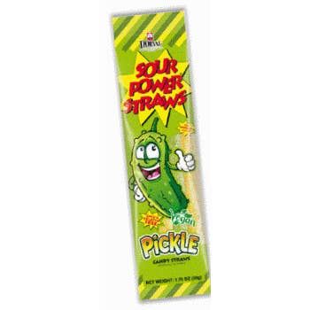 SOUR POWER LE PICKLE CANDY STRAW PACKAGES for wholesale by Gotta Get It Gifts