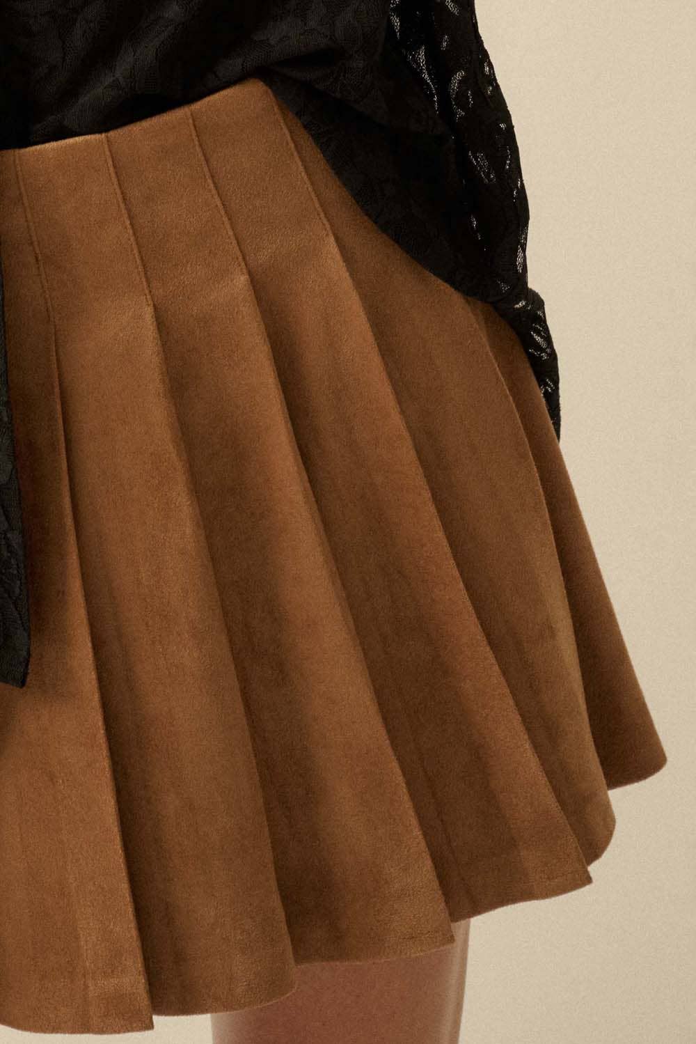 Promesa USA - Wholesale Skirt - Women's - Faux Suede Pleated Mini Skirt15