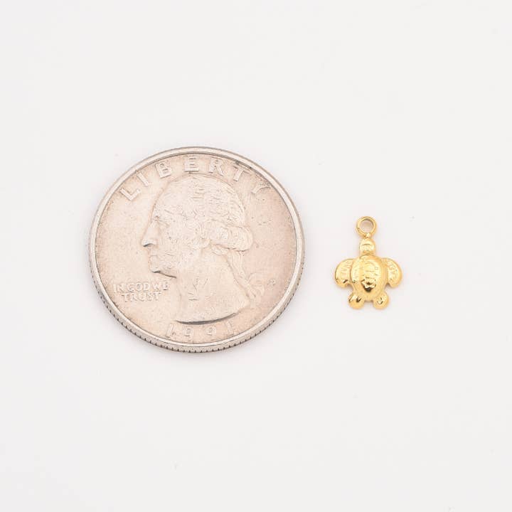 Beads Creation - Wholesale Individual Charm/Pendant - Gold Filled Turtle Charm, Sea Animal Stainless Steel, SCP0801