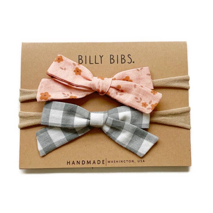 Ensemble nœud serre-tête Vichy Corail pour la vente par Billy Bibs