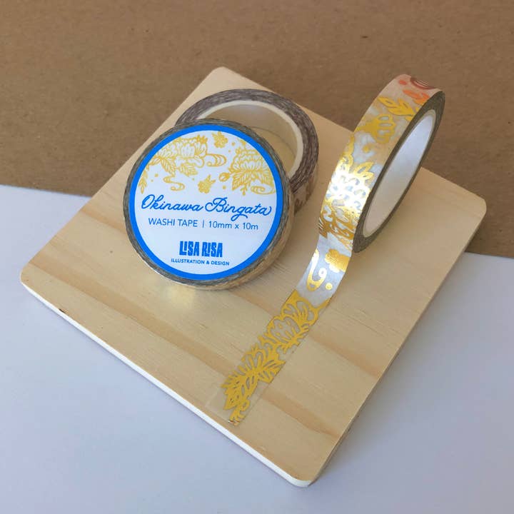 Okinawa Bingata Gold Foil 10mm Washi Tape for wholesale by LISARISA
