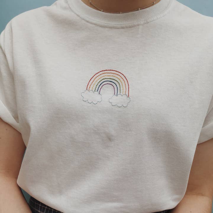 embroidered rainbow t-shirt for wholesale by HemmorBroids