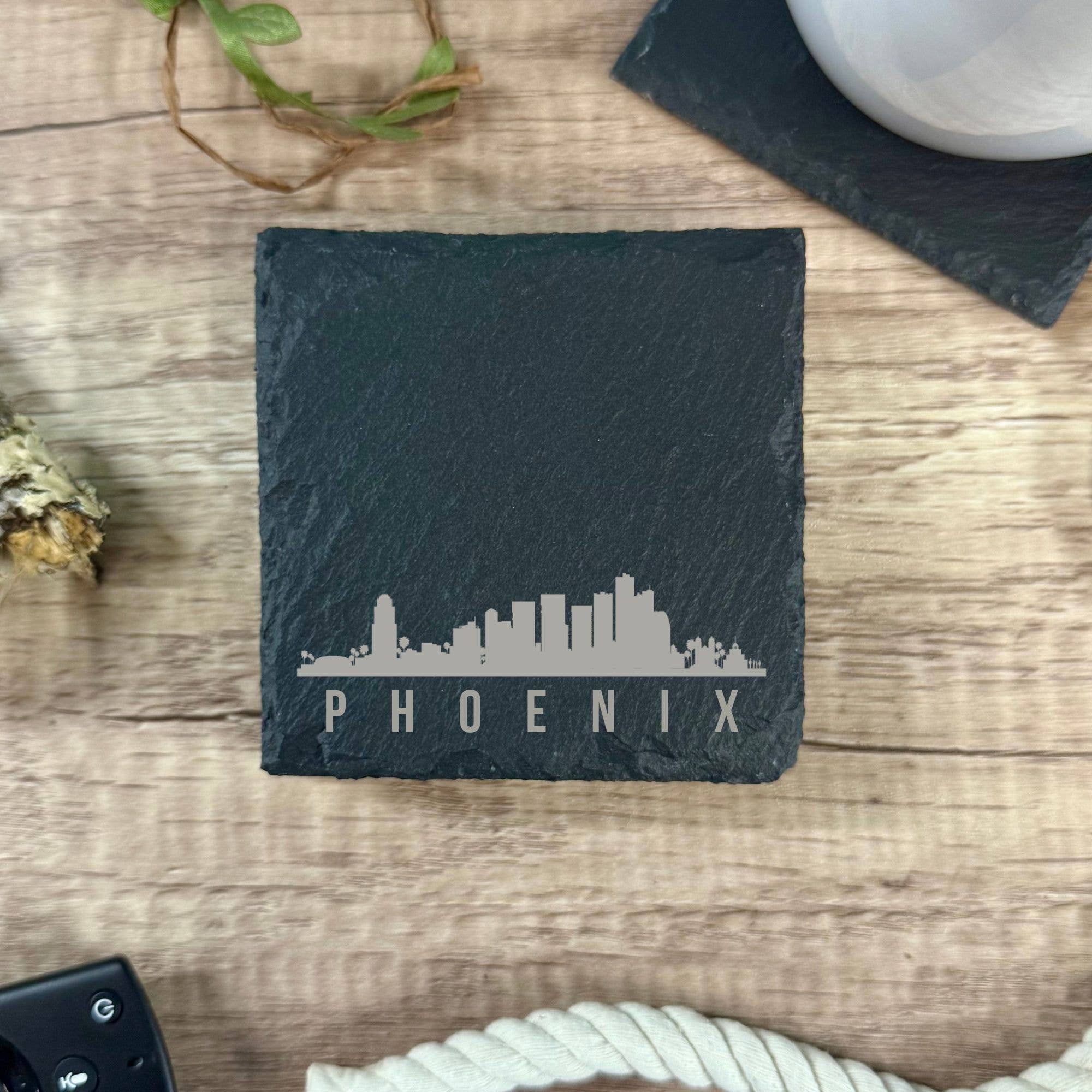 Mermaid of Hilton Head - Vente Sous-verre - Dessous de verre en ardoise Phoenix Skyline carrés et ronds en pierre AZ0