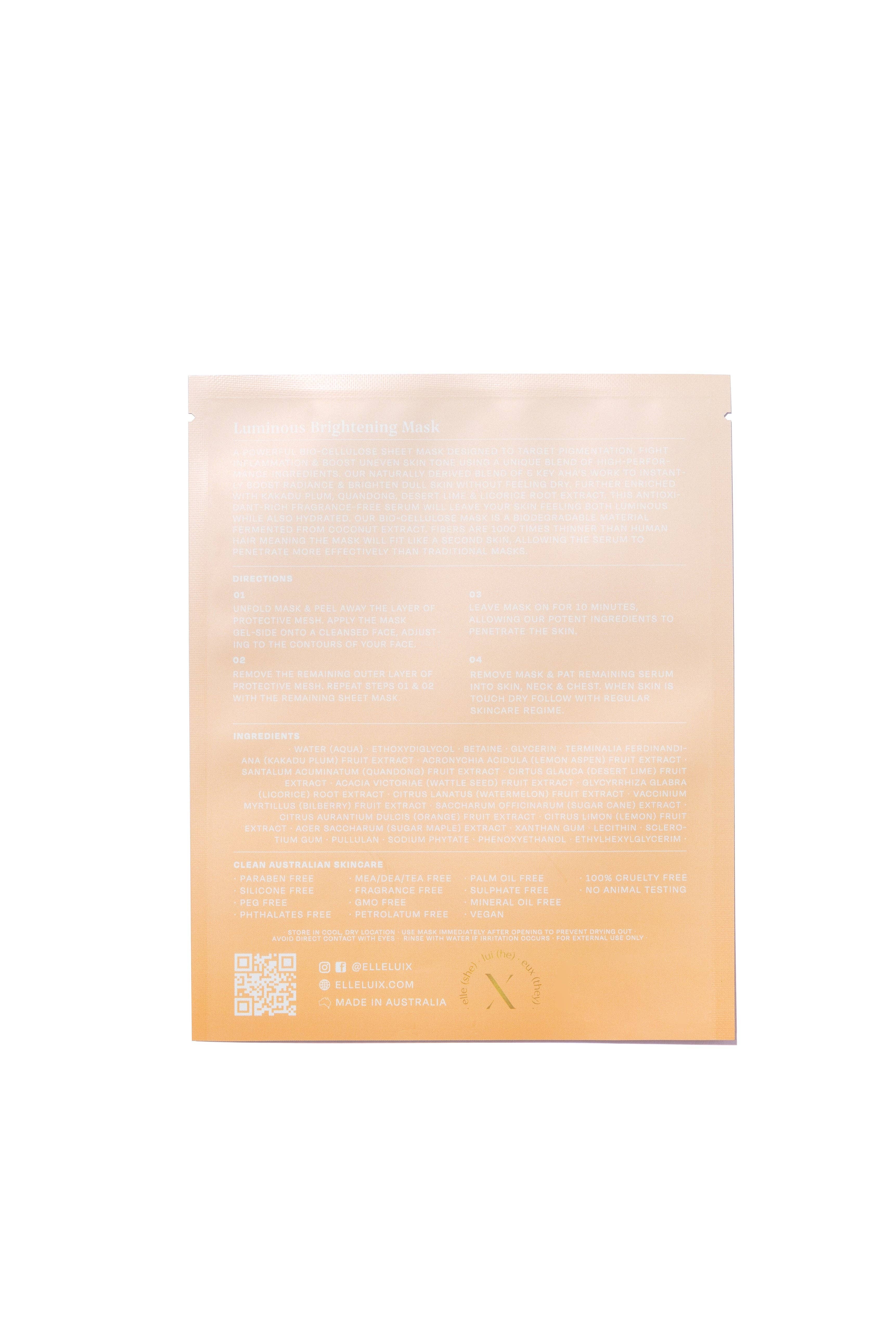 elleluix – wholesale Skincare face mask – Luminous Brightening Bio Cellulose Sheet Mask1