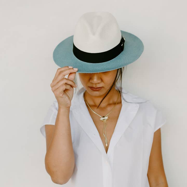 City Hat Chandler: Zweifarbiger Fedora Panama-Stil für den Großhandel von Sol Authentica