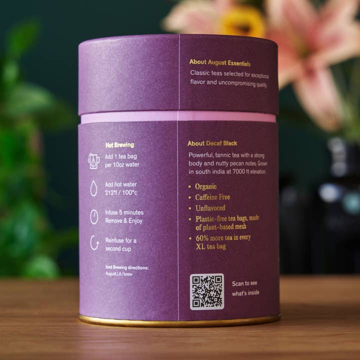 August Uncommon Tea - Wholesale Tea Bags - Essentials Decaf Black Organic Black Tea - 15 Tea Bags2
