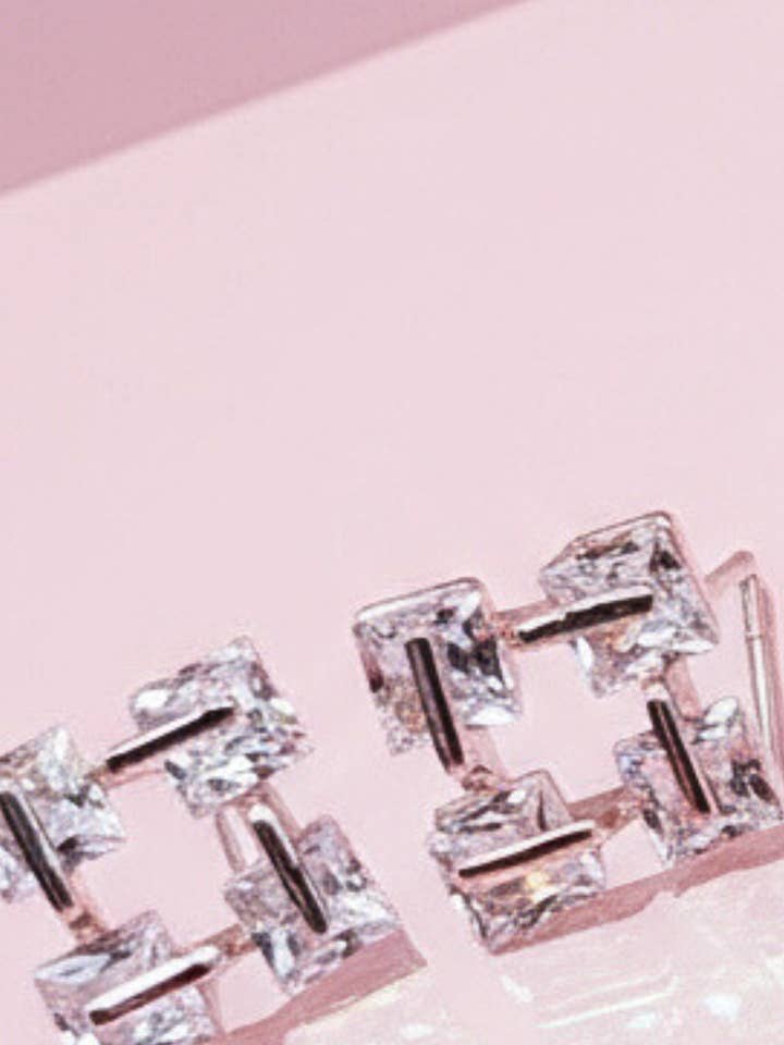 Square Cut Crystal Stud Earrings for wholesale by Arya Jewellery Wholesale