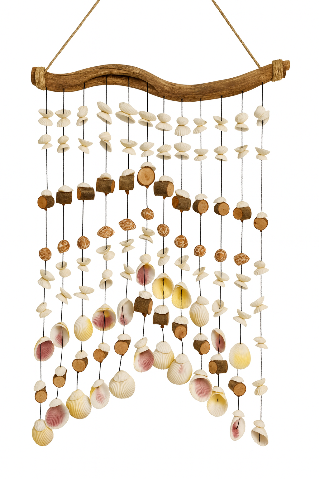 Bamboo Source Tropical Decor - Wholesale Wind Chime - Sea Shell Chime on Snake Wood1