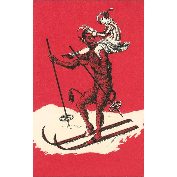 Postcard DM-19 Woman Perched on Skiing Devil for wholesale by Found Image Press